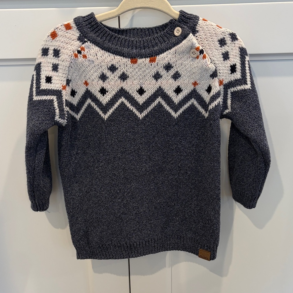 Miles The Label Navy Blue Patterned Sweater